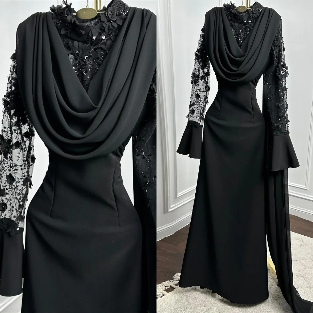 Customized Exquisite Black Jersey Evening Dress Delicate Crew Neck Long Sleeves Homecoming Dress Classic Zipper Back Prom Dress
Customized Exquisite Black Jersey Evening Dress Delicate Crew Neck Long Sleeves Homecoming Dress Classic Zipper Back Prom Dress