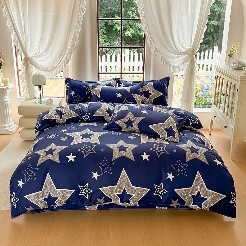 4pcs Star Print Bedding Set, Soft Breathable Bed Linen with Duvet Cover, Pillowcases & Sheet, Full/Queen/King Size
4pcs Star Print Bedding Set, Soft Breathable Bed Linen with Duvet Cover, Pillowcases & Sheet, Full/Queen/King Size