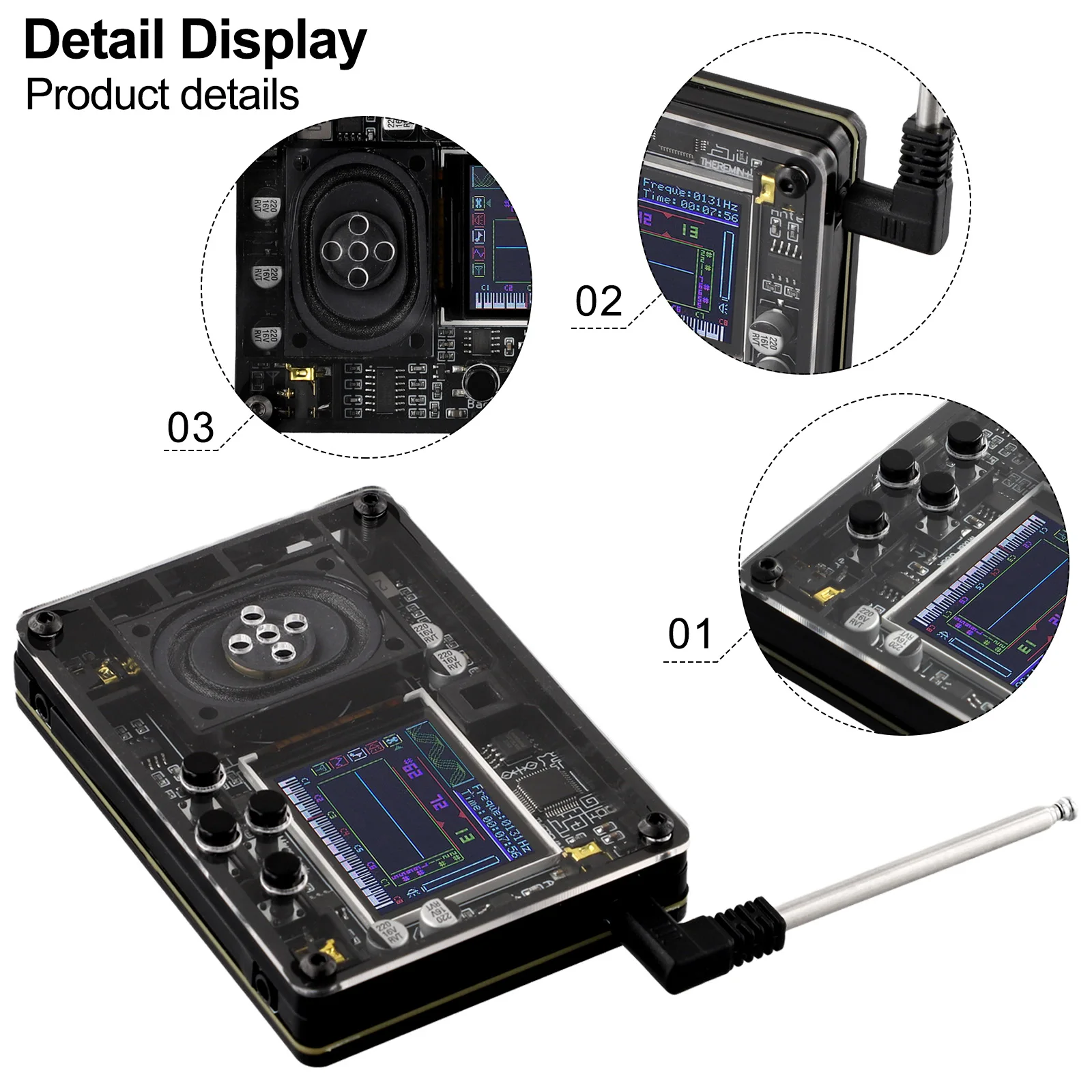 Музыкальный Электронный телефон Mini Theremin со встроенными динамиками и подключаемыми антеннами
Музыкальный Электронный телефон Mini Theremin со встроенными динамиками и подключаемыми антеннами
