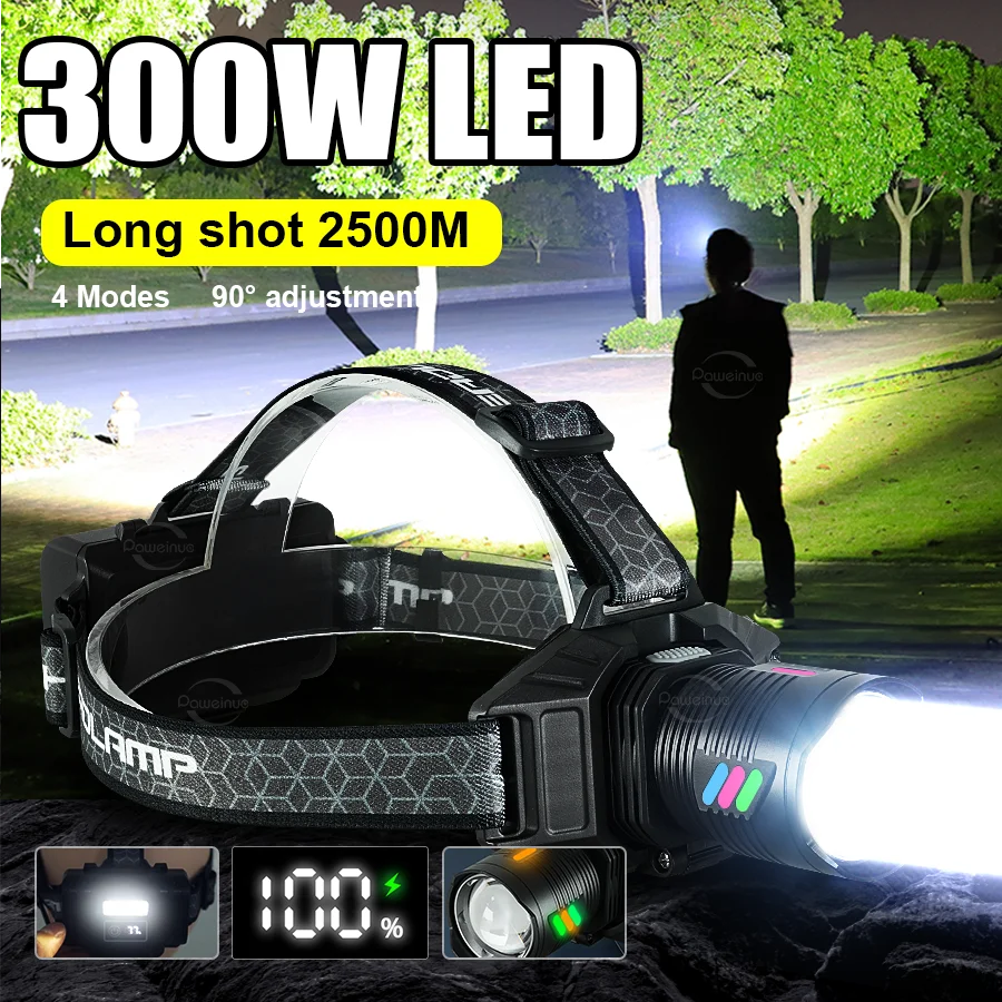 NEW 250000LM Powerful LED Headlamp Rechargeable Headlight Outdoor Zoom Waterproof Work Head Lamp Super Bright Hunting Head Torch
NEW 250000LM Powerful LED Headlamp Rechargeable Headlight Outdoor Zoom Waterproof Work Head Lamp Super Bright Hunting Head Torch