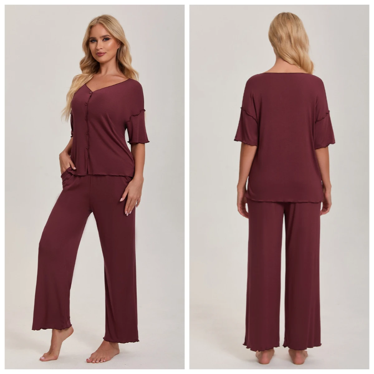 New European Women's Pajamas Short Sleeved Pants Suit Casual Two-piece Set For Women Loose Sleepwear Home Modal Pijama
New European Women's Pajamas Short Sleeved Pants Suit Casual Two-piece Set For Women Loose Sleepwear Home Modal Pijama