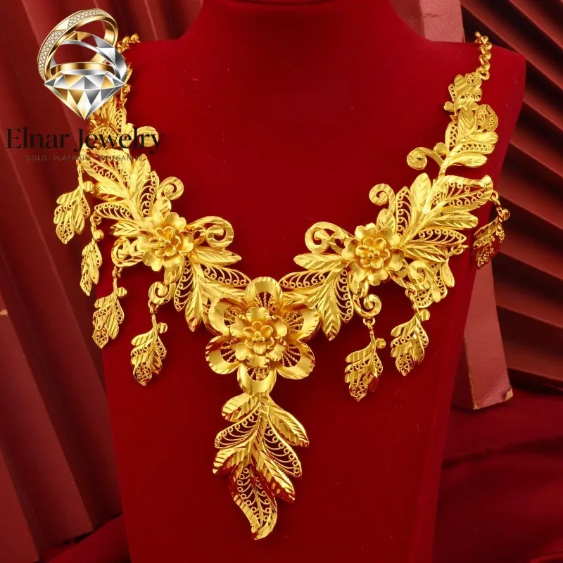 Elnar Jewelry Luxury 24K 9999 Pure Gold real gold Women's Hollow Flower Leaf Necklace Earring Set
Elnar Jewelry Luxury 24K 9999 Pure Gold real gold Women's Hollow Flower Leaf Necklace Earring Set