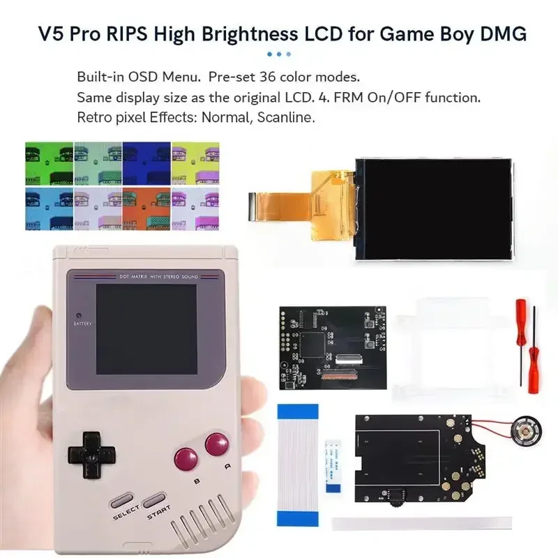 Top! Hispeedido DMG GBO IPS V5 Pro OSD Backlight Menu RIPS 36 Color Kit For GameBoy DMG GBO GB DMG Console W/ Pre-cut Housing
Top! Hispeedido DMG GBO IPS V5 Pro OSD Backlight Menu RIPS 36 Color Kit For GameBoy DMG GBO GB DMG Console W/ Pre-cut Housing
