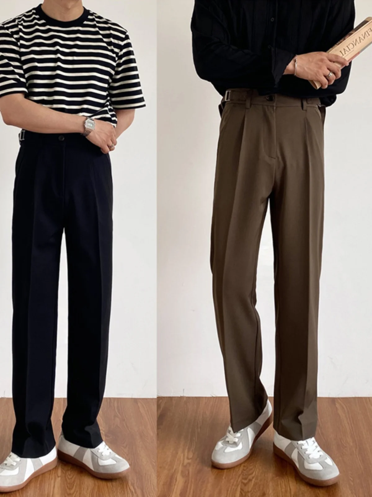 Летние мужские свободные брюки прямого кроя с эластичной талией, двойным синим дизайном, струящиеся, модные, повседневные, в корейском стиле
Летние мужские свободные брюки прямого кроя с эластичной талией, двойным синим дизайном, струящиеся, модные, повседневные, в корейском стиле