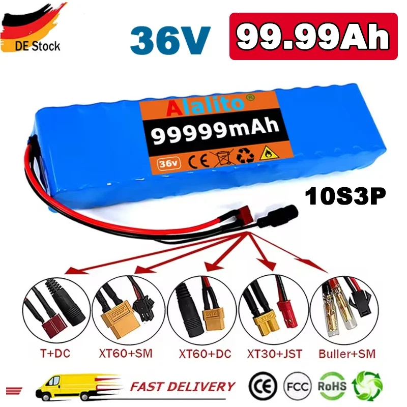 For High Power Electric Scooter Motorcycle Scooter 99.99Ah 36V Battery ebike Battery Pack 18650 Li-ion Batteries 350W 500W 10S3P
For High Power Electric Scooter Motorcycle Scooter 99.99Ah 36V Battery ebike Battery Pack 18650 Li-ion Batteries 350W 500W 10S3P