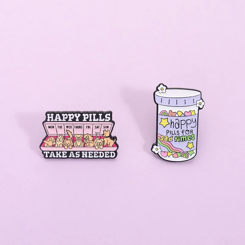 Cartoon medical medicine bottle Enamel Pins Happy Pill Brooch Cute Healing Puppy Metal Accessories Badge Fashion Jewelry Gift
Cartoon medical medicine bottle Enamel Pins Happy Pill Brooch Cute Healing Puppy Metal Accessories Badge Fashion Jewelry Gift