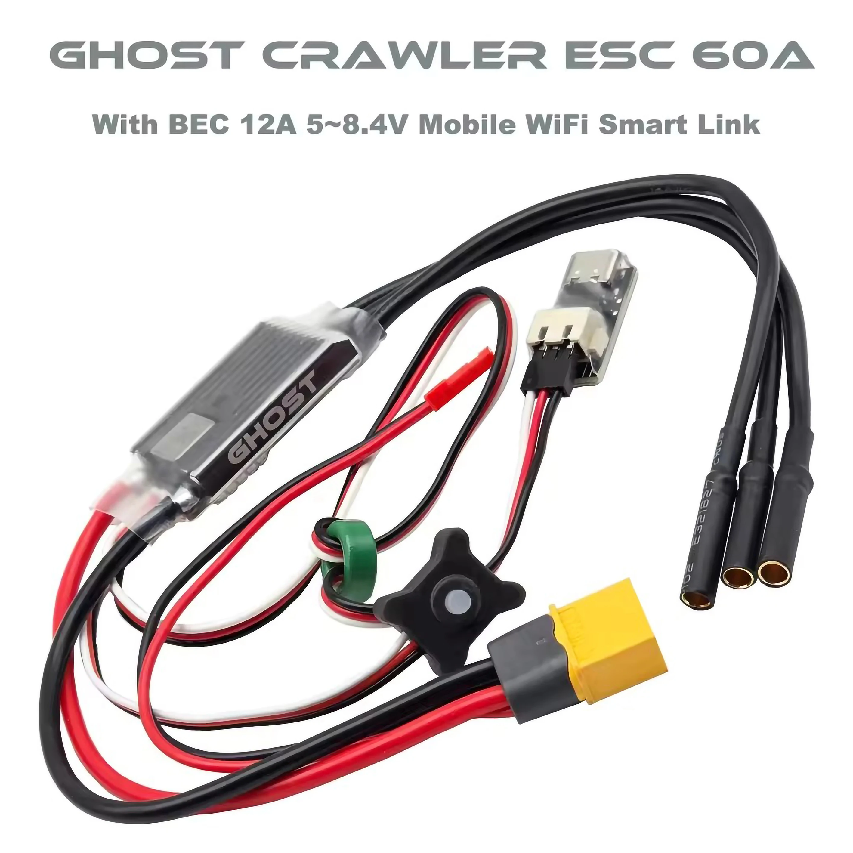GHOST Brushless ESC 60A,RC Crawler Electric Speed Controller With 12A BEC 5~8.4V for 1/10 Crawler Car,Climbing Car,Ship Model
GHOST Brushless ESC 60A,RC Crawler Electric Speed Controller With 12A BEC 5~8.4V for 1/10 Crawler Car,Climbing Car,Ship Model