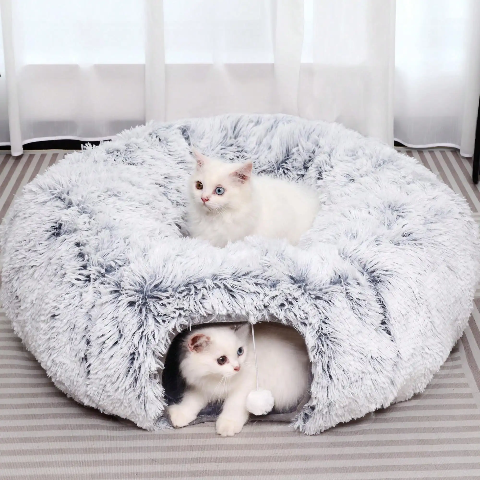Cat Tunnel Bed Donut Shape With Washable Cushion Indoor Kitten Peekaboo Cave Toy
Cat Tunnel Bed Donut Shape With Washable Cushion Indoor Kitten Peekaboo Cave Toy