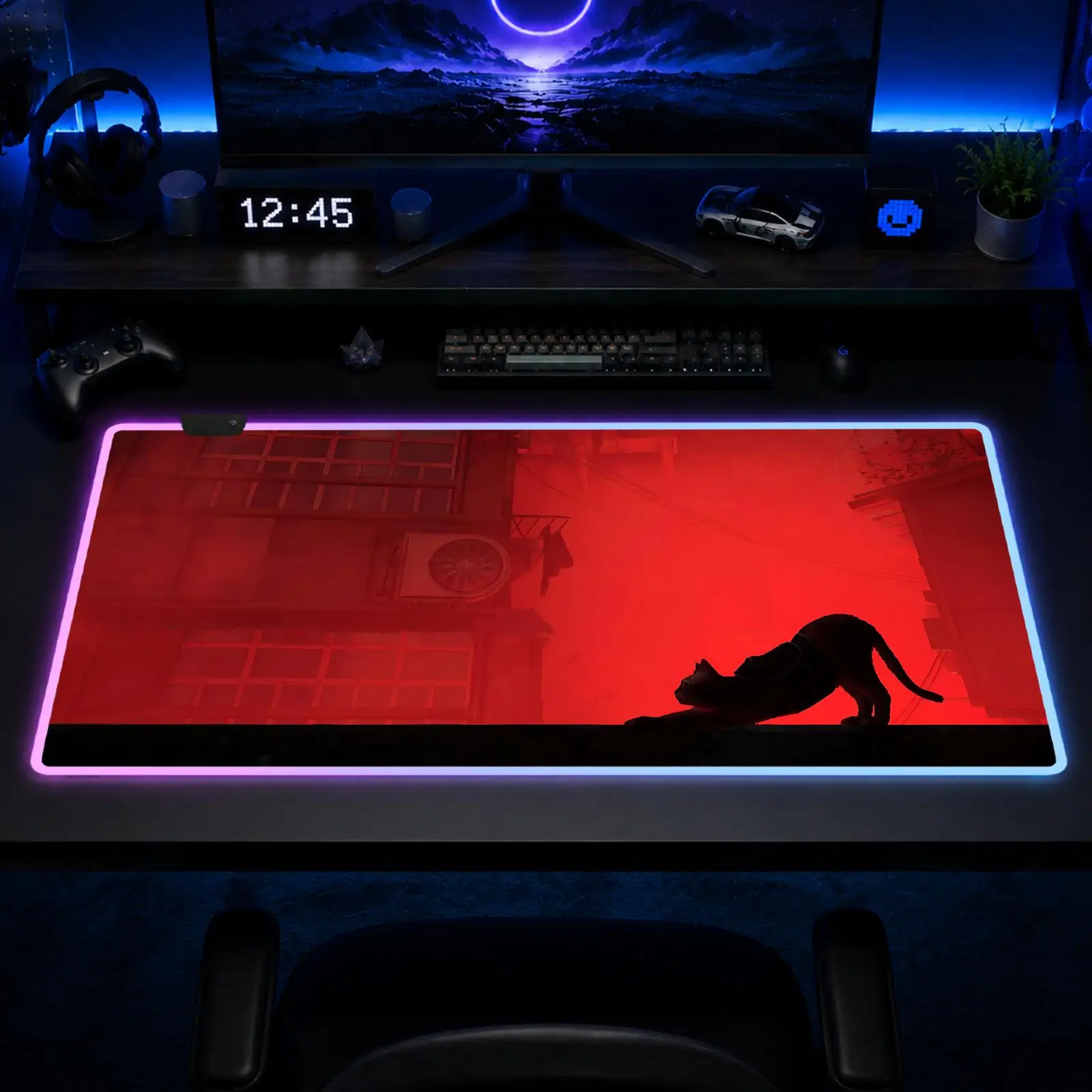 Stray Mouse Pad Gaming Anime Mouse Pad XXL RGB Desk Mats LED Table Pads Backlit Rubber Desktop