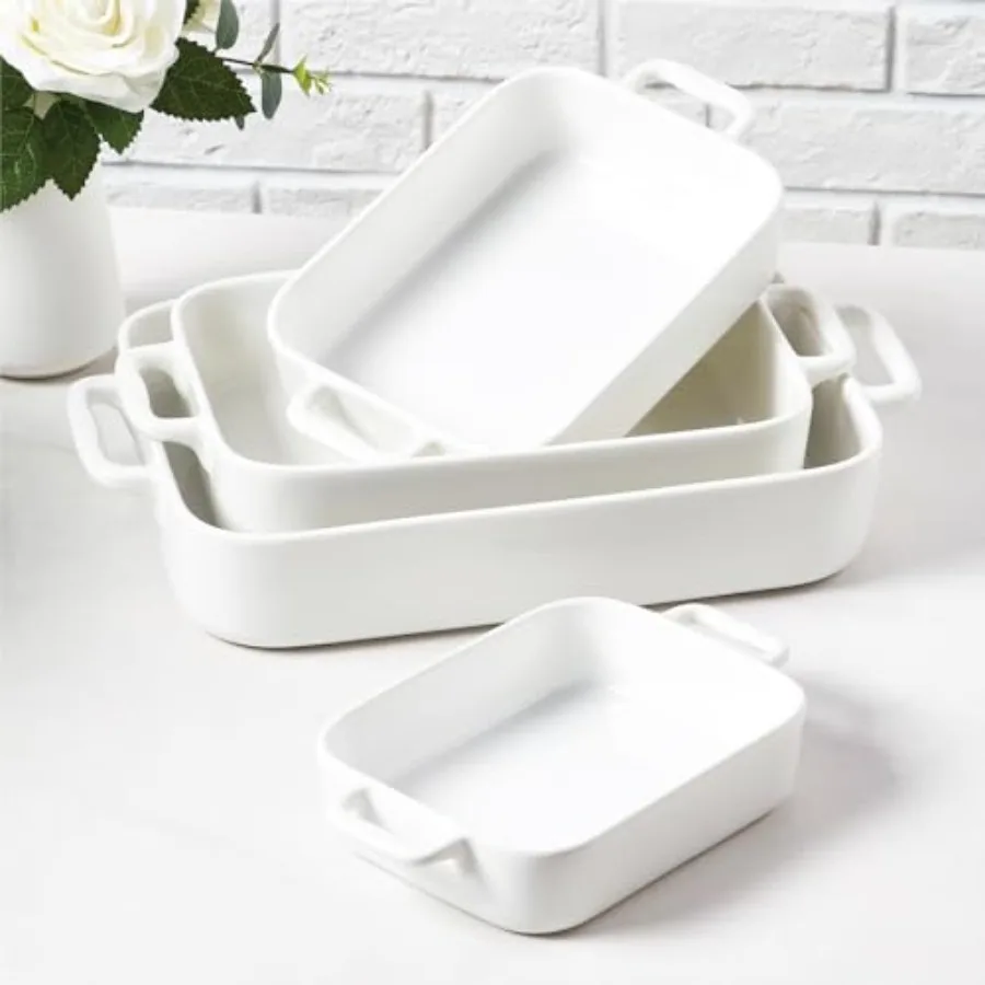 Casserole Dishes for Oven9.5"x15.4" Baking Dishes Set of 4 Ceramic Bakeware Sets with Handles for Cooking Baking Serving Weddin
Casserole Dishes for Oven9.5"x15.4" Baking Dishes Set of 4 Ceramic Bakeware Sets with Handles for Cooking Baking Serving Weddin