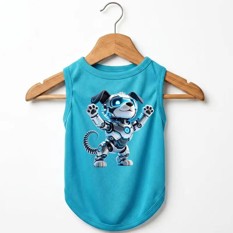 Blue Non-Cotton Dog Vest for Summer - Robot Dog Graphic - Lightweight Puppy Clothes - Breathable Small Pet Apparel
Blue Non-Cotton Dog Vest for Summer - Robot Dog Graphic - Lightweight Puppy Clothes - Breathable Small Pet Apparel
