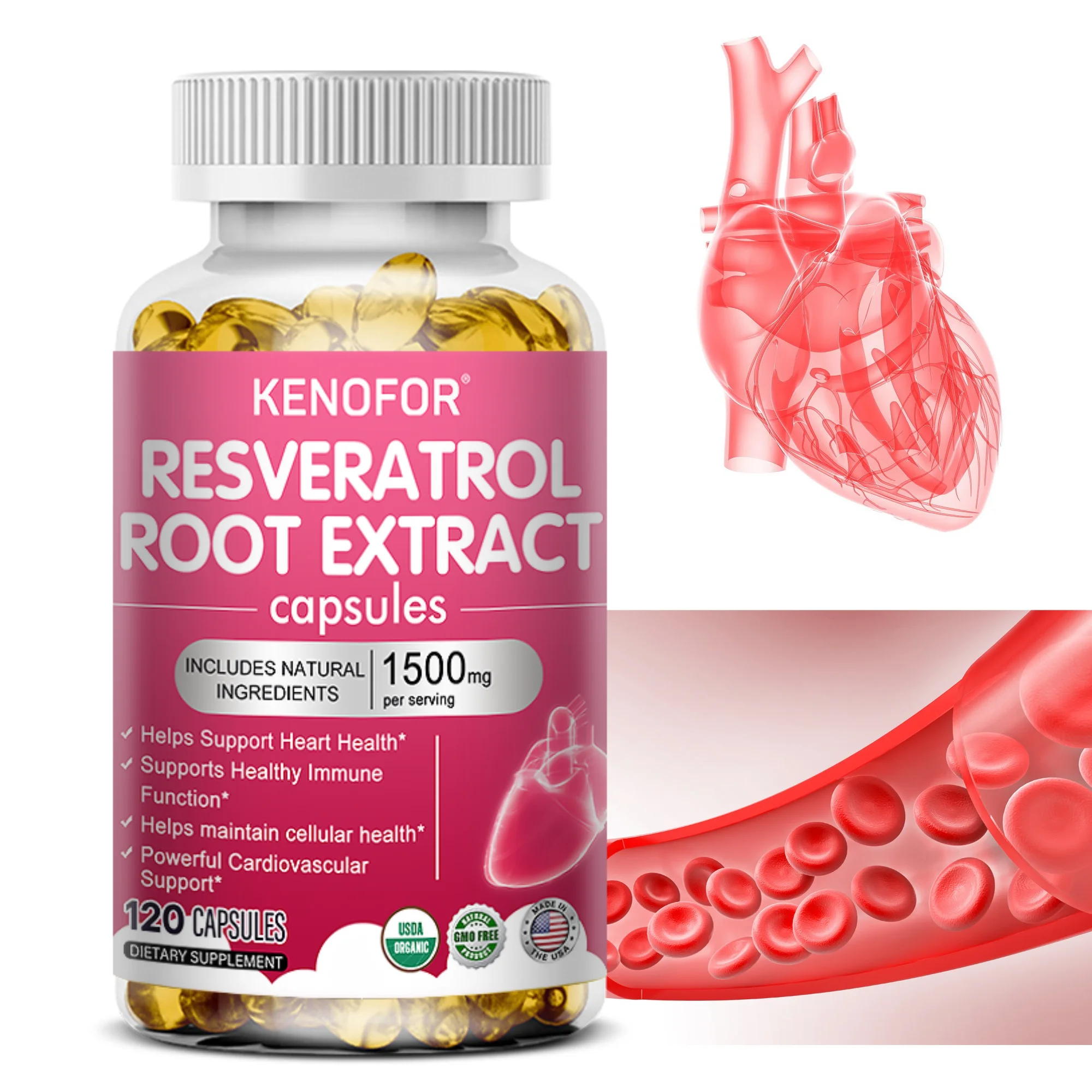 High Potency Resveratrol Capsules with Green Tea, Grape Seed Extract, Antioxidant for Cardiovascular, Skin & Immune Wellness
High Potency Resveratrol Capsules with Green Tea, Grape Seed Extract, Antioxidant for Cardiovascular, Skin & Immune Wellness
