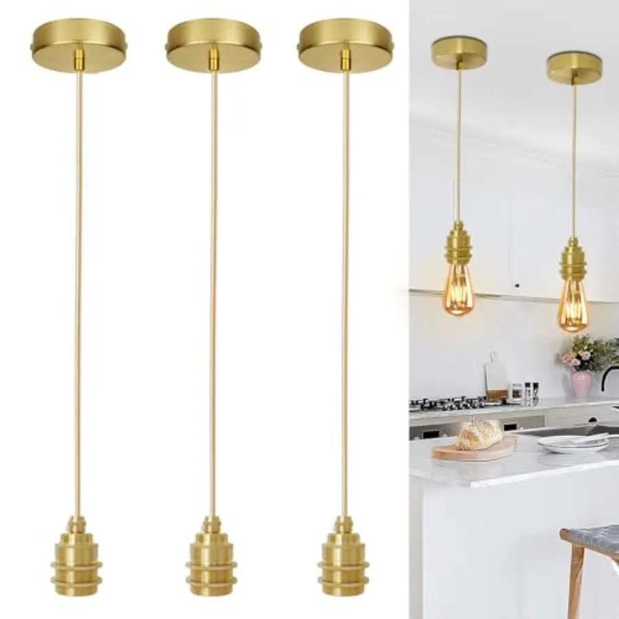 3pack Gold Pendant Light Kit Hanging Lamps Cord 3.94ft Adjustable Mini Pendant Lamp Fixture E26 Lamp Socket Vintage Ceiling Lig
3pack Gold Pendant Light Kit Hanging Lamps Cord 3.94ft Adjustable Mini Pendant Lamp Fixture E26 Lamp Socket Vintage Ceiling Lig