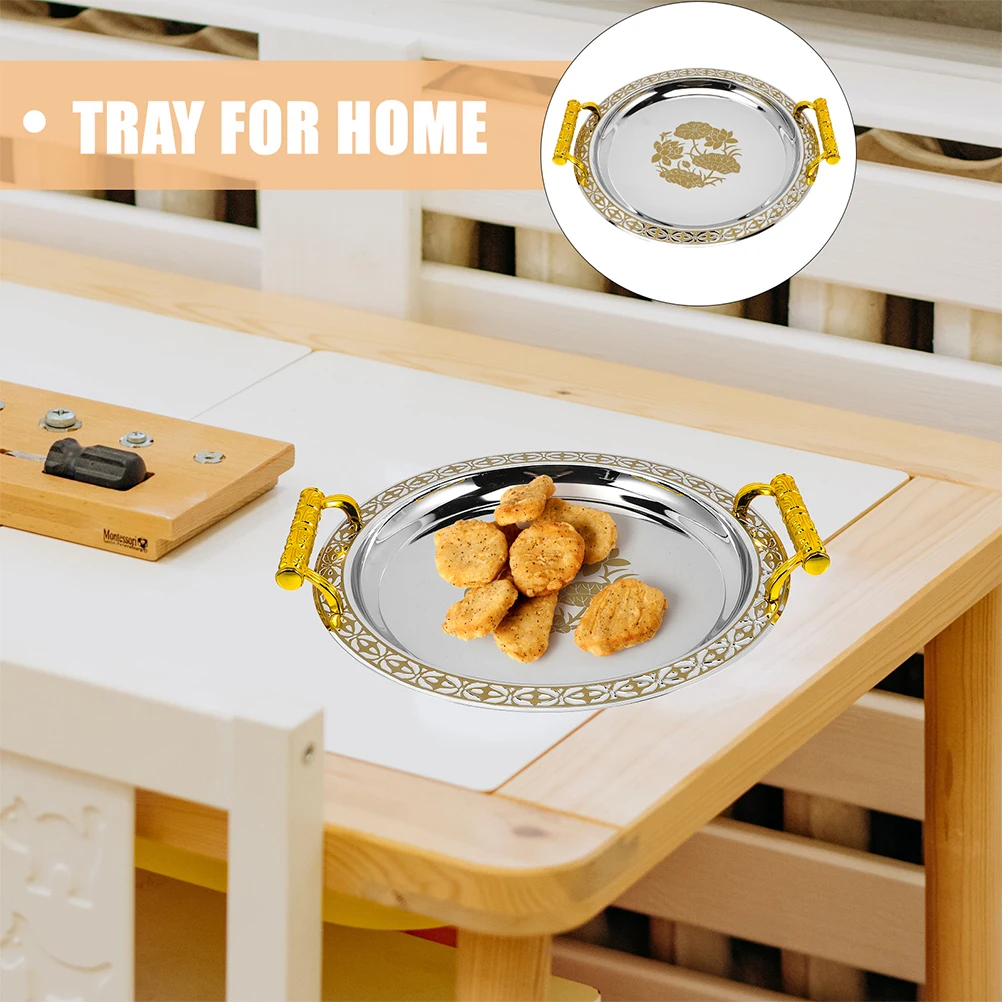 Golden Pattern Serving Tray Stainless Steel Storage Dish for Snacks Fruits Desserts Elegant European Platter Lid Vanity Trinket
Golden Pattern Serving Tray Stainless Steel Storage Dish for Snacks Fruits Desserts Elegant European Platter Lid Vanity Trinket