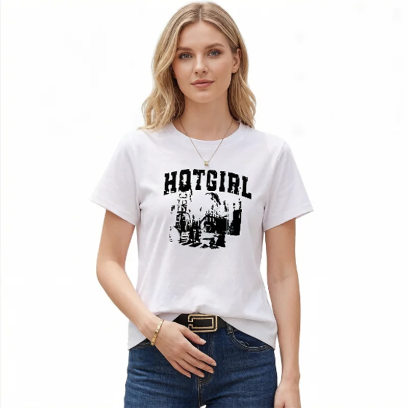 White Printed Short Sleeved T-shirt for Women New Summer American Retro Cotton O-Neck Simple Versatile Tees Top S615
White Printed Short Sleeved T-shirt for Women New Summer American Retro Cotton O-Neck Simple Versatile Tees Top S615