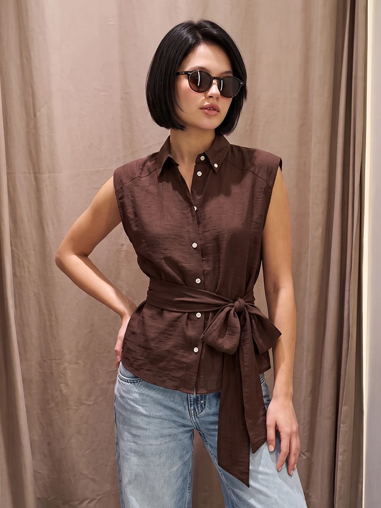 HH Women's Spring Summer Brown Satin Shirt Lapel Collar Button Down Side Tie Waist Cropped Blouse Office Casual Daily Outfit
HH Women's Spring Summer Brown Satin Shirt Lapel Collar Button Down Side Tie Waist Cropped Blouse Office Casual Daily Outfit