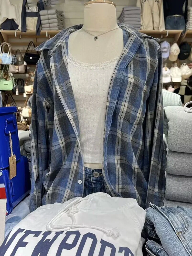 Casual Women Plaid Print Long Sleeve Tees Summer Preppy Style Turn-down Collar Shirts Tops Female Y2k Streetwear Cotton T-shirts
Casual Women Plaid Print Long Sleeve Tees Summer Preppy Style Turn-down Collar Shirts Tops Female Y2k Streetwear Cotton T-shirts