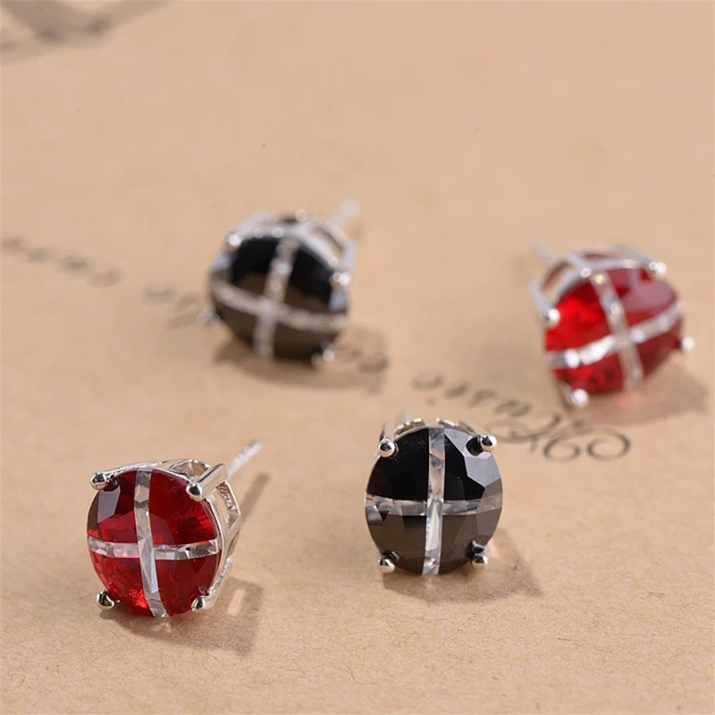 Facet Zircons Black Red Studs for Women 10MM Transparent White Cross Earrings Christian Bright 925 Sterling Silver Brinco Bijoux
Facet Zircons Black Red Studs for Women 10MM Transparent White Cross Earrings Christian Bright 925 Sterling Silver Brinco Bijoux