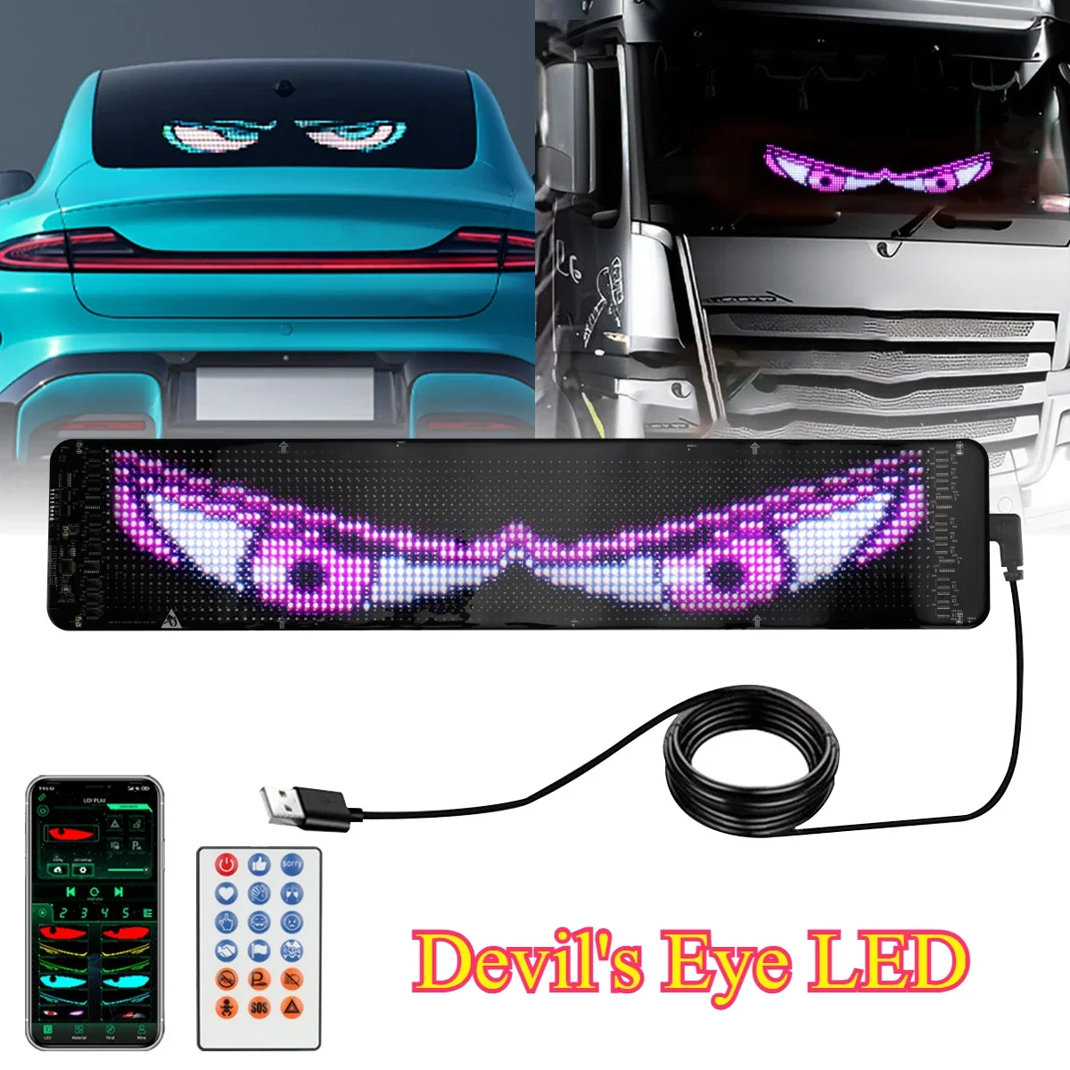 LED Eye for Car Window Screen Wireless Adhesive LED Light Blazexel Devil Eyes Light Flex LED Display Dynamic Eyes for Car
LED Eye for Car Window Screen Wireless Adhesive LED Light Blazexel Devil Eyes Light Flex LED Display Dynamic Eyes for Car