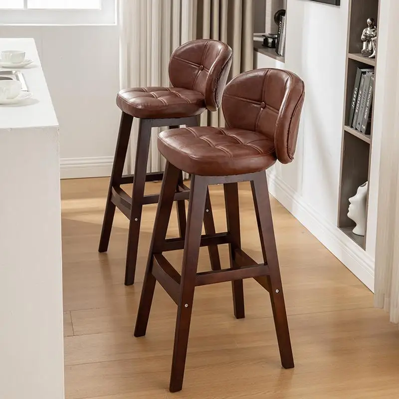 Modern minimalist solid wood bar chairs, oil wax leather seat cushions, dining room stools, light luxury bar backrests and chair
Modern minimalist solid wood bar chairs, oil wax leather seat cushions, dining room stools, light luxury bar backrests and chair