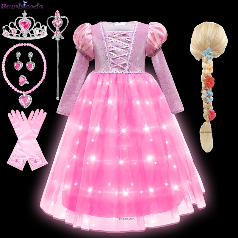 Girl Rapunzel Dress LED Light Up Dress for Kids Halloween Rapunzel Princess Cosplay Costume Birthday Luminous Prom Gowns
Girl Rapunzel Dress LED Light Up Dress for Kids Halloween Rapunzel Princess Cosplay Costume Birthday Luminous Prom Gowns