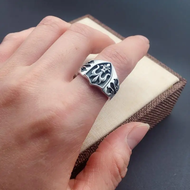925Sterling Silver Punk Vintage Boat Anchor Ring Men Trendy Brands Open Core Cross Thai Silver Ring
925Sterling Silver Punk Vintage Boat Anchor Ring Men Trendy Brands Open Core Cross Thai Silver Ring