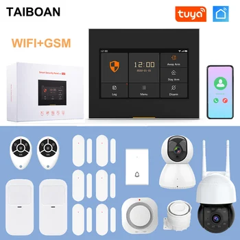 HD Full Screen H501 Wireless Alarm Panel WiFi GSM Alarm System Kits Control with TUYA Smart Life APP Family Safety Protection