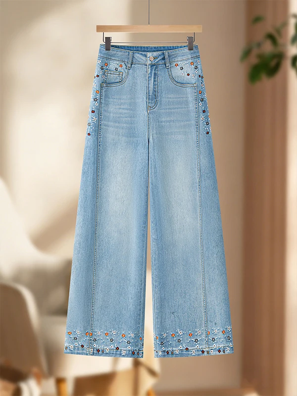 High Waist Loose Fit Slimming Straight Leg Jeans Women's Embroidered Flower Design Summer New Fashion Denim Pants
High Waist Loose Fit Slimming Straight Leg Jeans Women's Embroidered Flower Design Summer New Fashion Denim Pants