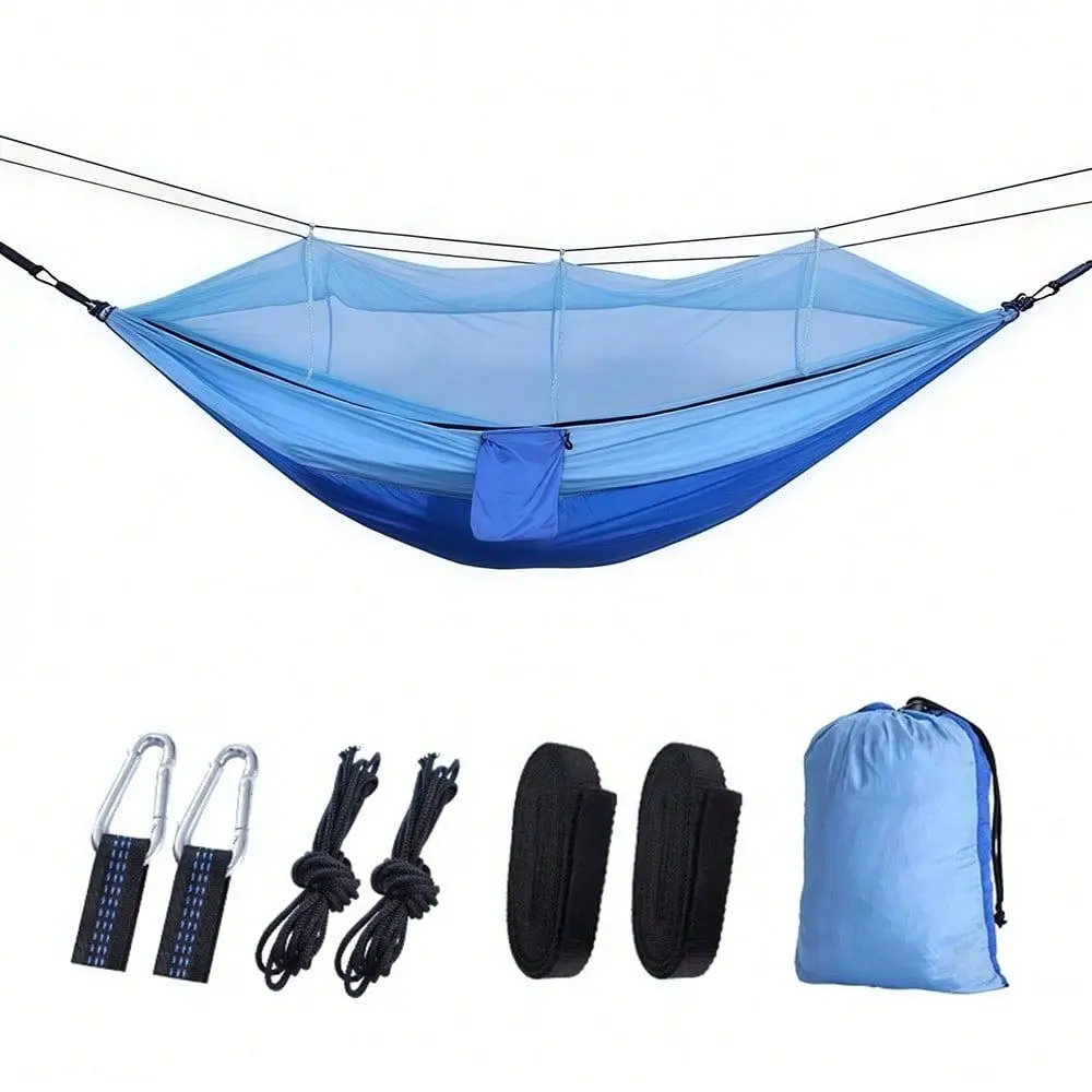 Garden Hammock With Mosquito Net, Outdoor Furniture Bed, Parachute Fabric, Double Sleeping Swing, Portable Hanging, With Storag
Garden Hammock With Mosquito Net, Outdoor Furniture Bed, Parachute Fabric, Double Sleeping Swing, Portable Hanging, With Storag