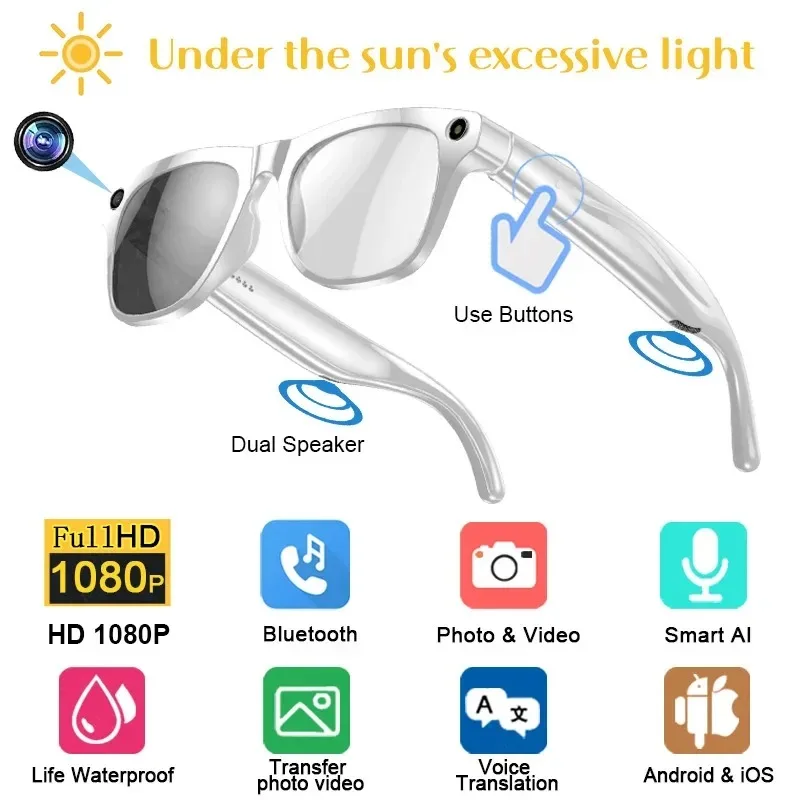4K HD AI Smart Glasses Chat GPT 100MP Camera Bluetooth Call 260Mah Battery Voice Assistant Control Glasses for Men Women
4K HD AI Smart Glasses Chat GPT 100MP Camera Bluetooth Call 260Mah Battery Voice Assistant Control Glasses for Men Women