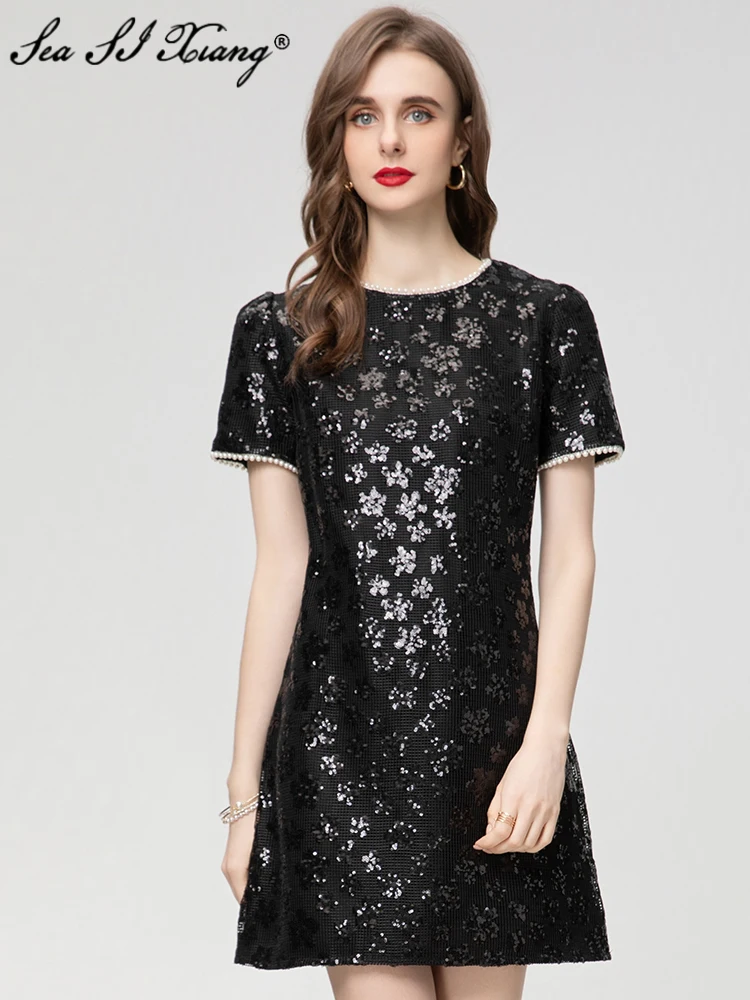 Seasixiang Fashion Designer Spring Summer Dress Women O-Neck Short Sleeve Beading Sequins Hollow Out Vintage Dresses
Seasixiang Fashion Designer Spring Summer Dress Women O-Neck Short Sleeve Beading Sequins Hollow Out Vintage Dresses