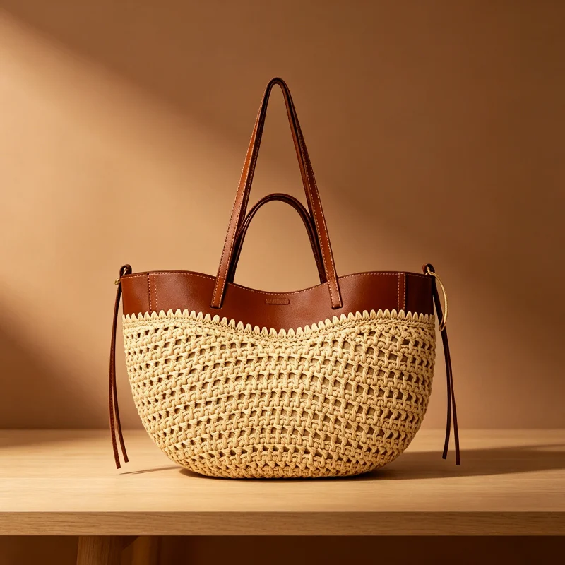 French Lafite Straw Woven Shoulder Bag Summer Trendy Beach Casual Handbag Women Retro Brown Magnetic Buckle ToteBag Built-in Bag
French Lafite Straw Woven Shoulder Bag Summer Trendy Beach Casual Handbag Women Retro Brown Magnetic Buckle ToteBag Built-in Bag