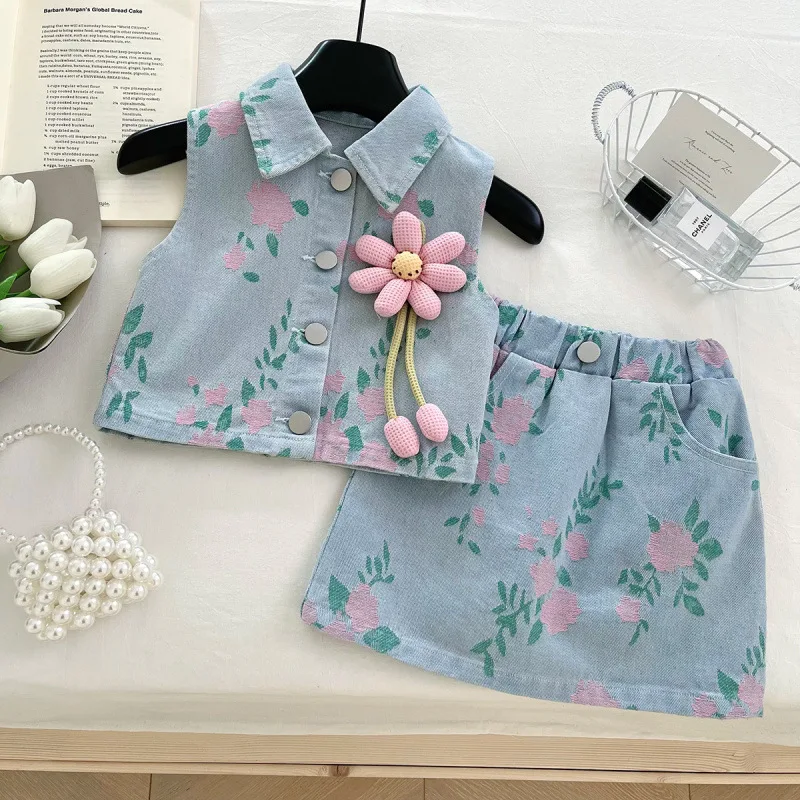 Children's Outfit Skirt New Summer Girls Baby Stylish Printed Denim Sleeveless with Skirt Refreshing Two-Piece Set
Children's Outfit Skirt New Summer Girls Baby Stylish Printed Denim Sleeveless with Skirt Refreshing Two-Piece Set
