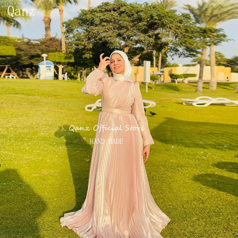 Qanz Elegant Evening Dresses Women Long Puff Sleeves Pleat A Line Vestidos Largos De Fiesta O Neck Suknie Wieczorowe Customized
Qanz Elegant Evening Dresses Women Long Puff Sleeves Pleat A Line Vestidos Largos De Fiesta O Neck Suknie Wieczorowe Customized