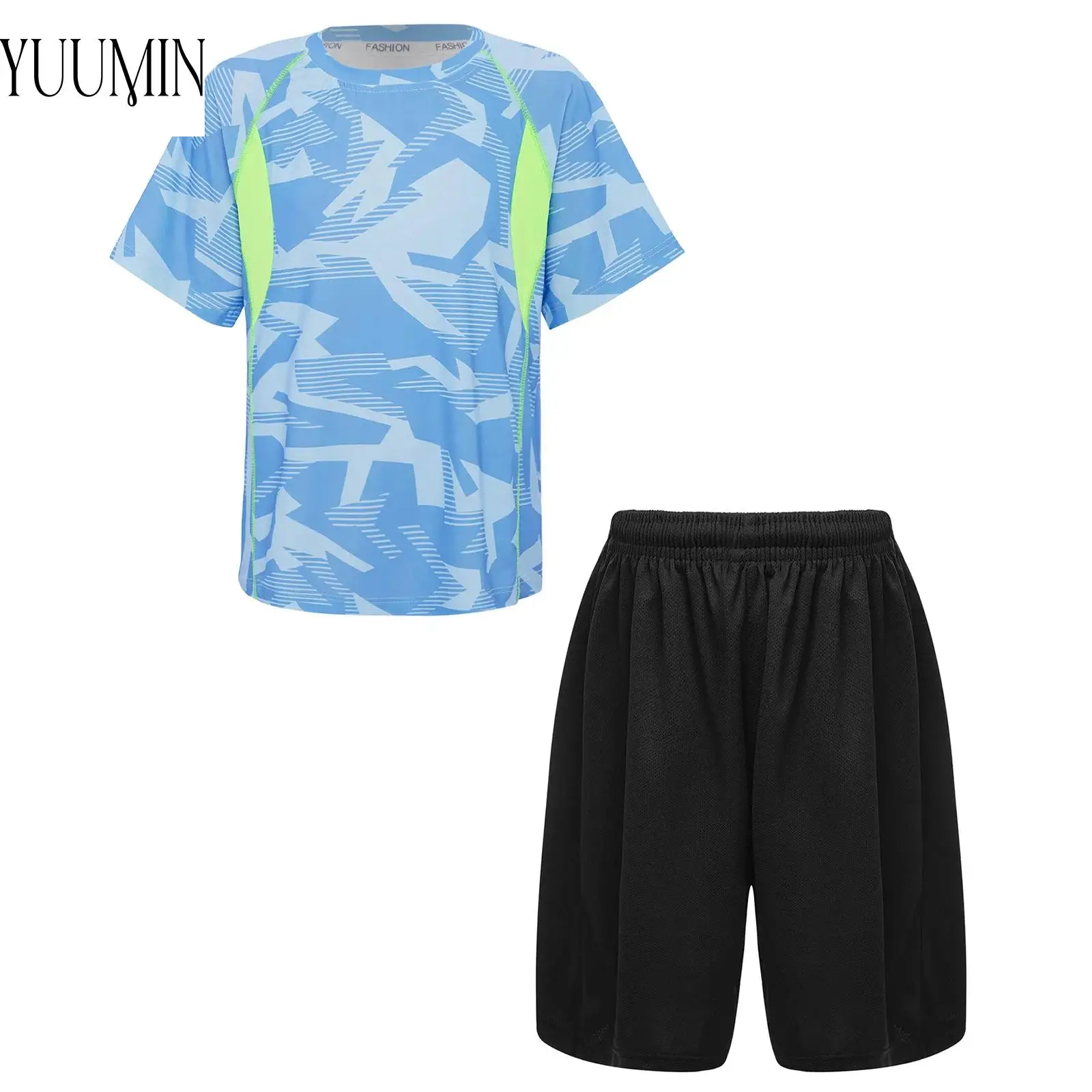2025 New Kids Boys Sports Set Short Sleeve Contrast Color Geometric Printed Quick-Drying T-shirt with Drawstring Athletic Shorts
2025 New Kids Boys Sports Set Short Sleeve Contrast Color Geometric Printed Quick-Drying T-shirt with Drawstring Athletic Shorts