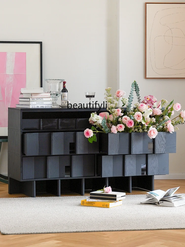 Light luxury high-end solid wood chest cabinet, black dining side cabinet, bedroom entrance storage locker
Light luxury high-end solid wood chest cabinet, black dining side cabinet, bedroom entrance storage locker