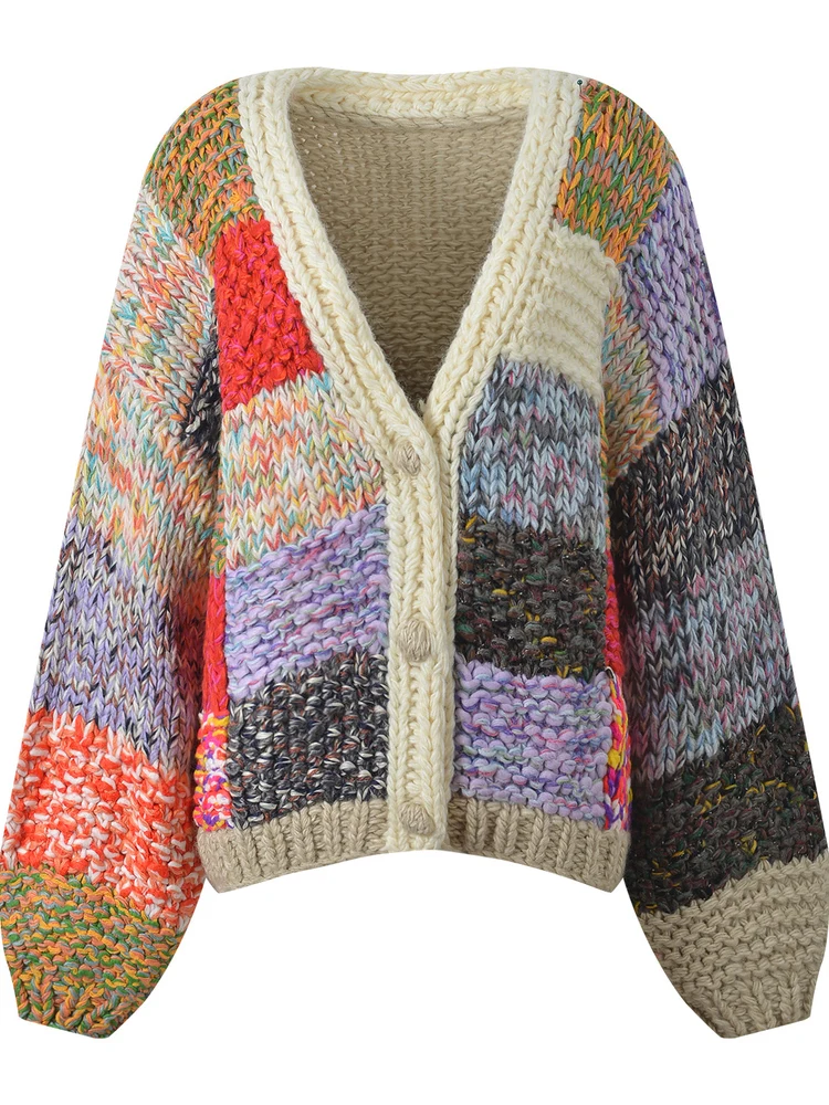 Элитная версия: осенне-зимний утепленный вязаный кардиган ручной работы, свободный крой, V-образный вырез, женская повседневная трикотажная одежда
Элитная версия: осенне-зимний утепленный вязаный кардиган ручной работы, свободный крой, V-образный вырез, женская повседневная трикотажная одежда