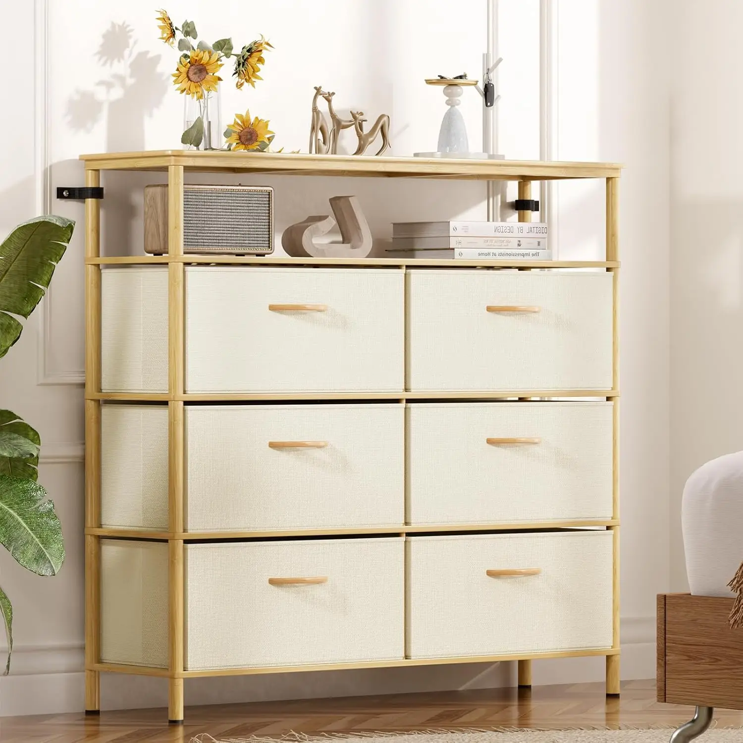 Solid Wood Dresser with 6 Drawers, Bamboo Frame and Fabric Storage, Large Capacity for Bedroom Living Room
Solid Wood Dresser with 6 Drawers, Bamboo Frame and Fabric Storage, Large Capacity for Bedroom Living Room