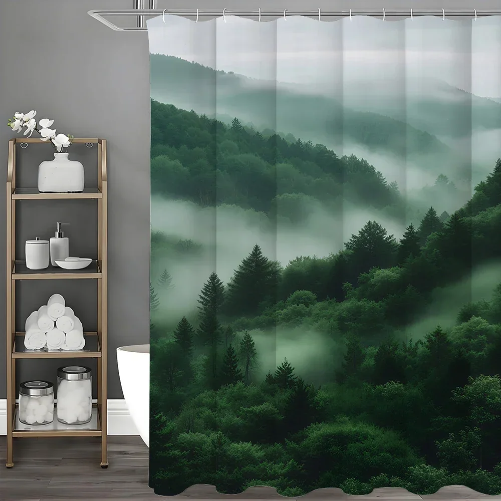 Forest Tree Green Fog Shower Curtain, Bathroom Decorative Shower Curtain, Waterproof Shower Curtain with Hooks
Forest Tree Green Fog Shower Curtain, Bathroom Decorative Shower Curtain, Waterproof Shower Curtain with Hooks