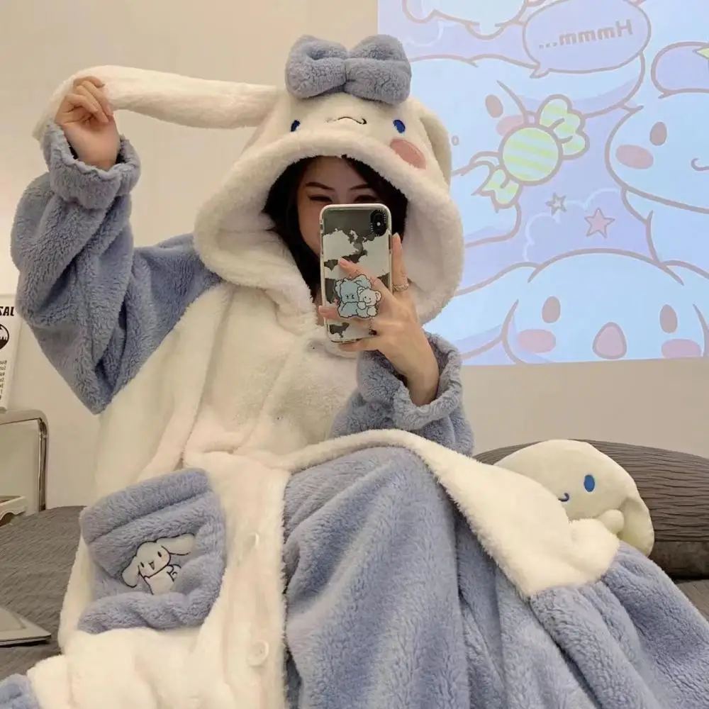 Cute Cinnamoroll Women Warm Nightgown Pajamas Set Kawaii Autumn Winter Thicken Home Clothes Cartoon Nightwear Cute Tops Pants
Cute Cinnamoroll Women Warm Nightgown Pajamas Set Kawaii Autumn Winter Thicken Home Clothes Cartoon Nightwear Cute Tops Pants