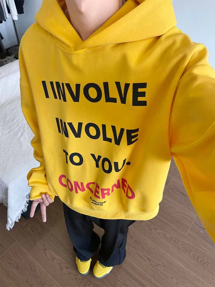 American High Street Yellow Hoodie Men's Haome Design Cleanfit Loose Fit Overhead Hooded irt Casual Youth Faion
American High Street Yellow Hoodie Men's Haome Design Cleanfit Loose Fit Overhead Hooded irt Casual Youth Faion