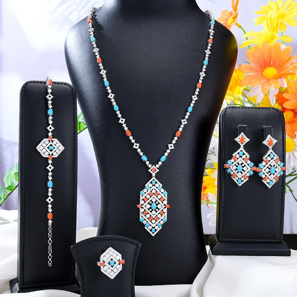 New Luxury Gorgeous Shiny Bridal Necklace Bracelet Earrings Ring Jewelry set For Ladies Women Wedding African CZ Dubai Jewelry
New Luxury Gorgeous Shiny Bridal Necklace Bracelet Earrings Ring Jewelry set For Ladies Women Wedding African CZ Dubai Jewelry