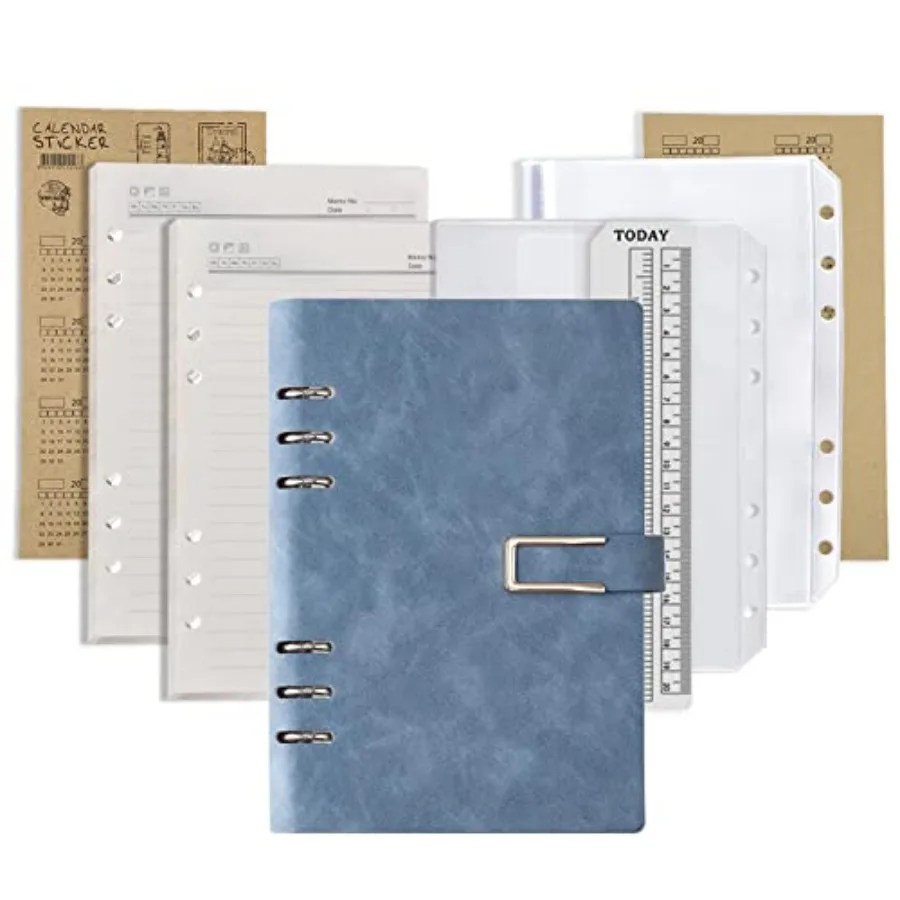 Refillable Notebook Set with PU Binder Cover - 6 Hole and Loose Leaf - 87 Sheets 174 Pages of Lined Paper + A5 Zipper Binder Po
Refillable Notebook Set with PU Binder Cover - 6 Hole and Loose Leaf - 87 Sheets 174 Pages of Lined Paper + A5 Zipper Binder Po