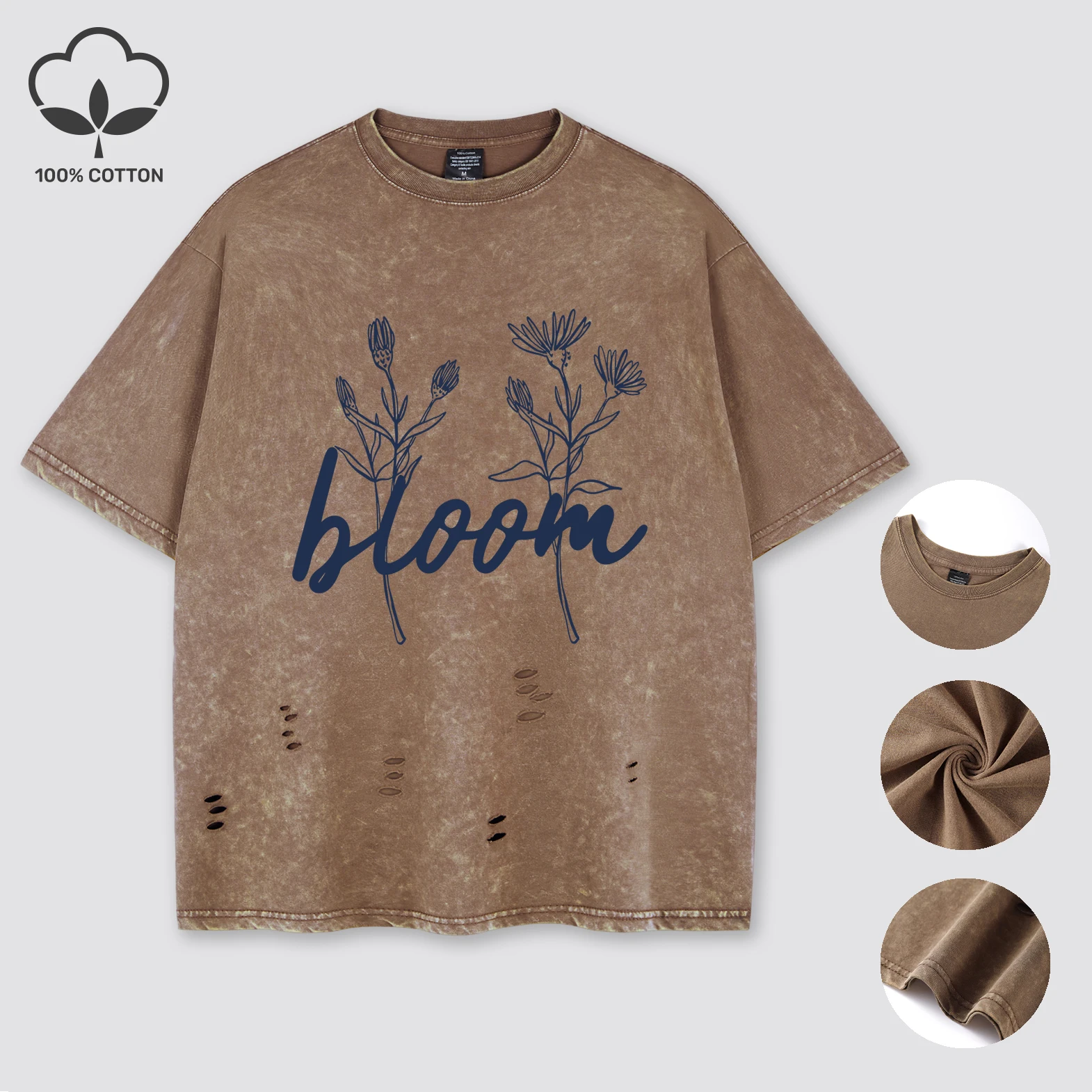 Bloom Beautiful Flowerspattern Washed T Shirts Women Hip Hop Breathable Holes Tee Unisex Cotton O-Neck Clothes Casual Loose Top
Bloom Beautiful Flowerspattern Washed T Shirts Women Hip Hop Breathable Holes Tee Unisex Cotton O-Neck Clothes Casual Loose Top