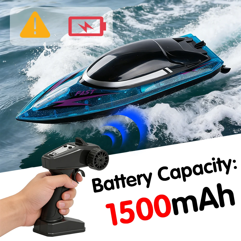 New 2.4G RC Boat 30km/h High Speed Waterproof Remote Control Speedboat Colorful LED Lights Outdoor Water Toy Gift for Boys Kids
New 2.4G RC Boat 30km/h High Speed Waterproof Remote Control Speedboat Colorful LED Lights Outdoor Water Toy Gift for Boys Kids