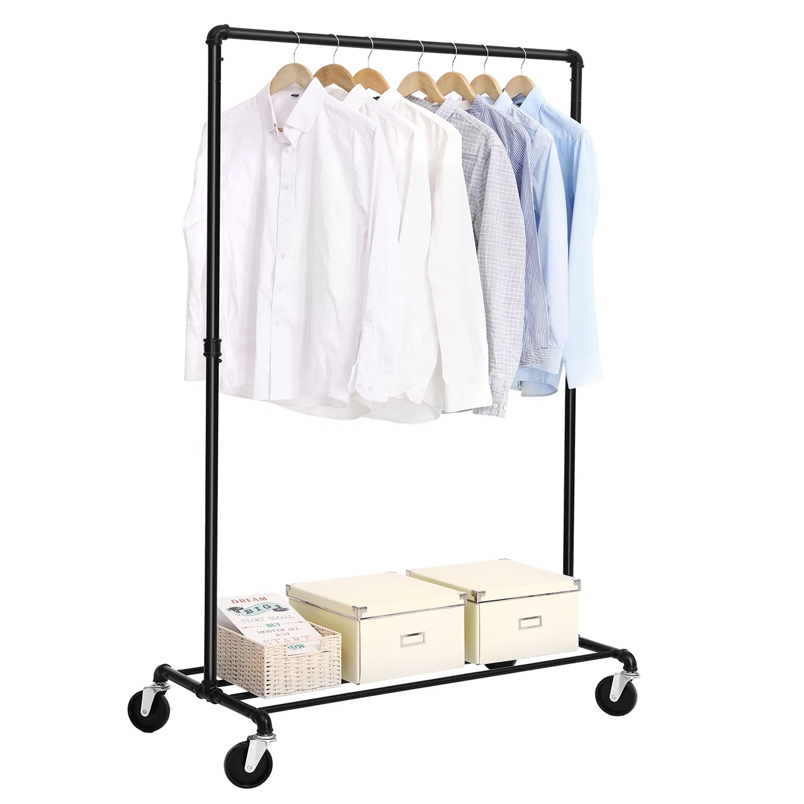 Clothing rack with drying rack and bedroom laundry heavy metal hanger with wheels
Clothing rack with drying rack and bedroom laundry heavy metal hanger with wheels