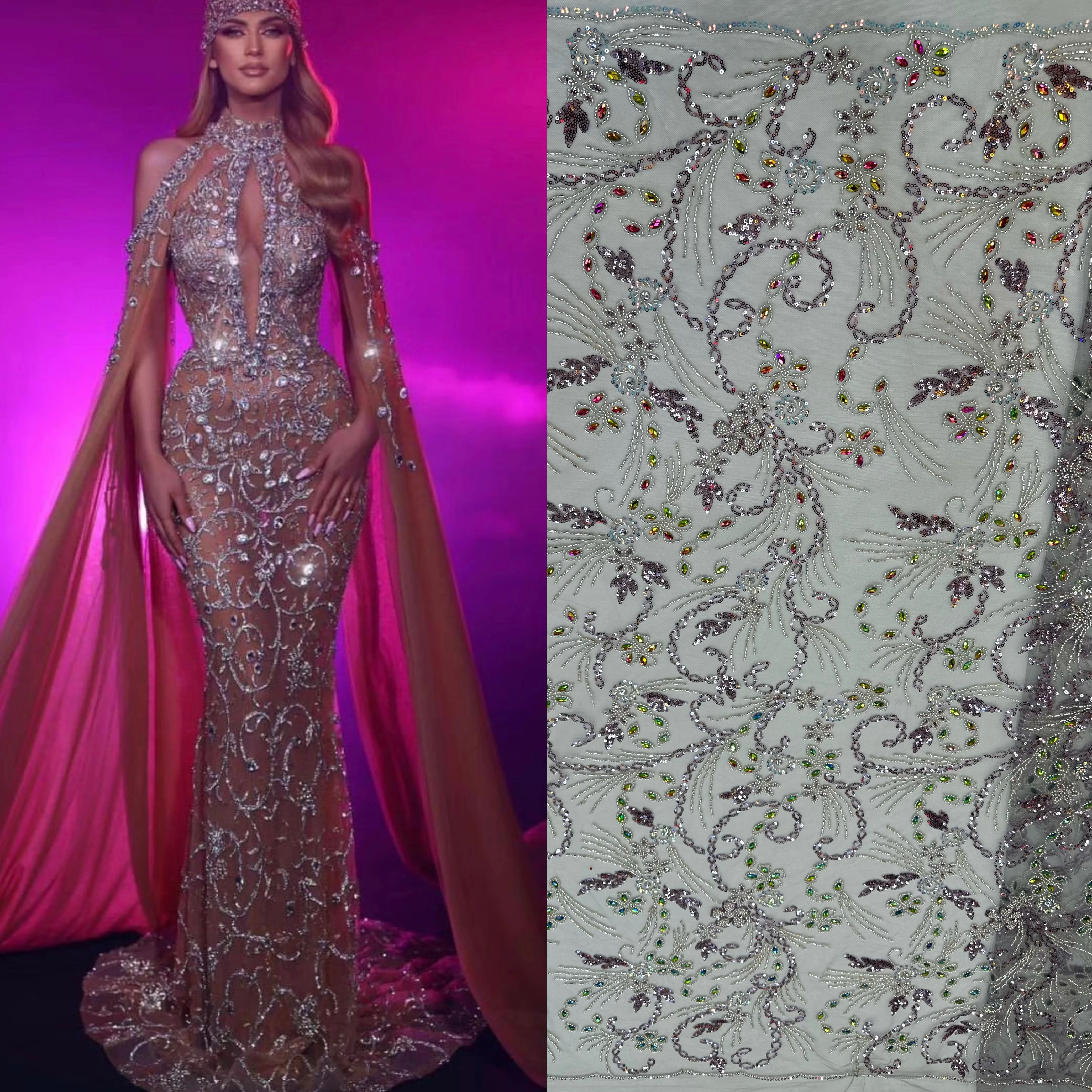 2025 Latest French Beaded Tulle Lace Fabric High Quality Stones African Net Lace Fabrics with Sequins For Evening Dresses
2025 Latest French Beaded Tulle Lace Fabric High Quality Stones African Net Lace Fabrics with Sequins For Evening Dresses