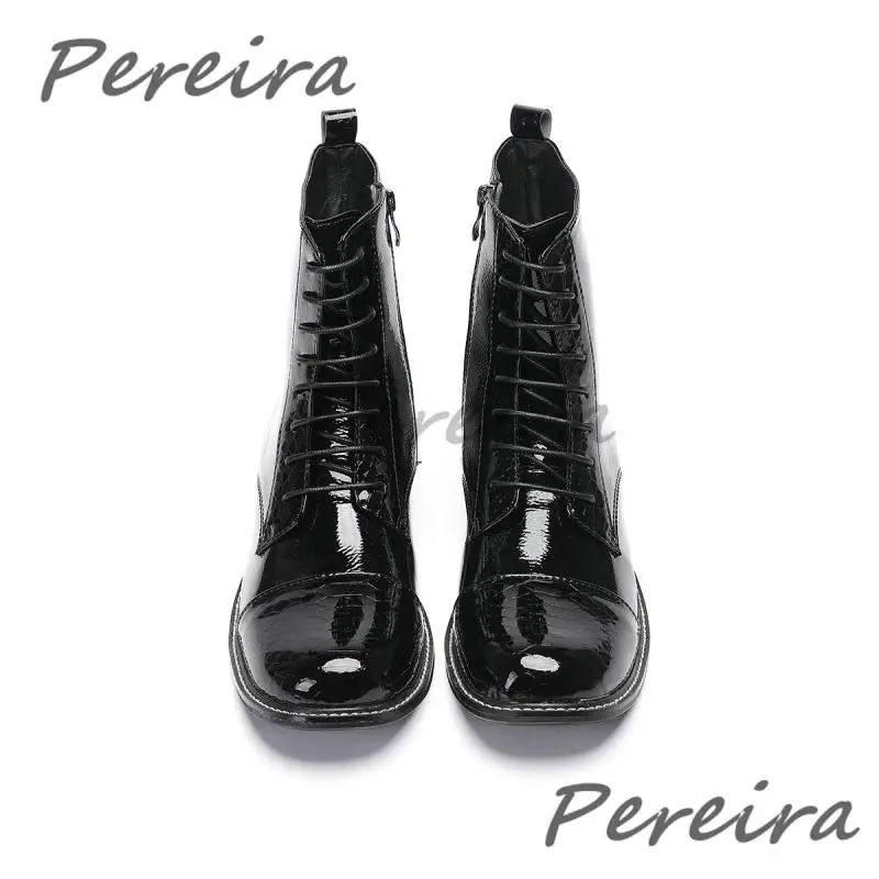 Autumn Winter Men Motorcycle Boots Big Round Toe Patent Leather Lace-Up Calf Booties Trendy Male Outdoor Casual Business Shoes
Autumn Winter Men Motorcycle Boots Big Round Toe Patent Leather Lace-Up Calf Booties Trendy Male Outdoor Casual Business Shoes