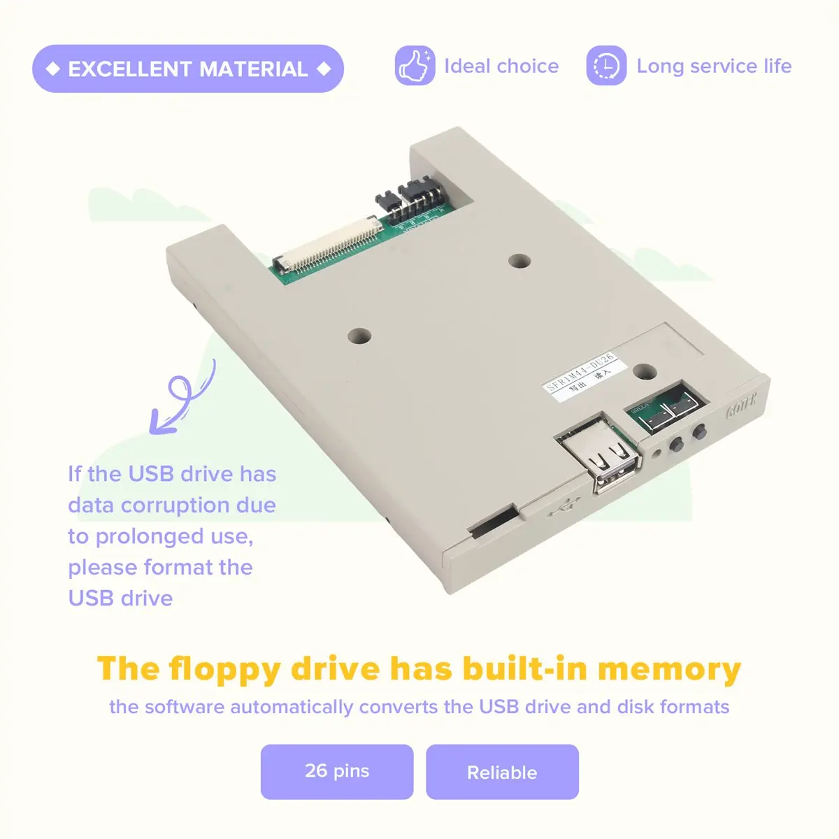 fine SFR1M44-DU26 1.44MB USB SSD Floppy Drive Emulator Slim USB Reader Floppy Emulator 26-Pin Format-Free USB Flash Drive
fine SFR1M44-DU26 1.44MB USB SSD Floppy Drive Emulator Slim USB Reader Floppy Emulator 26-Pin Format-Free USB Flash Drive