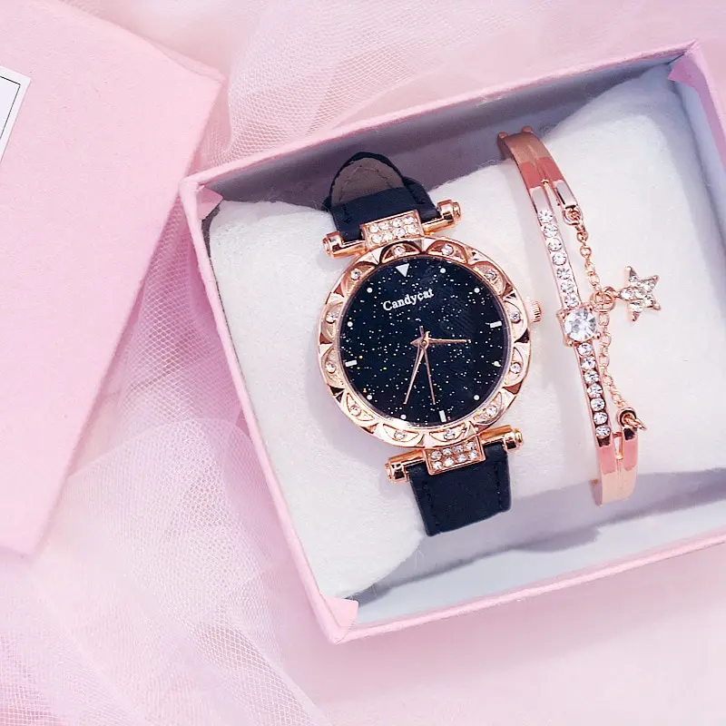 2Pcs Set Womens Watches Set Starry Sky Ladies Bracelet Watch Casual Leather Sports Quartz Clock Montre Femme
2Pcs Set Womens Watches Set Starry Sky Ladies Bracelet Watch Casual Leather Sports Quartz Clock Montre Femme